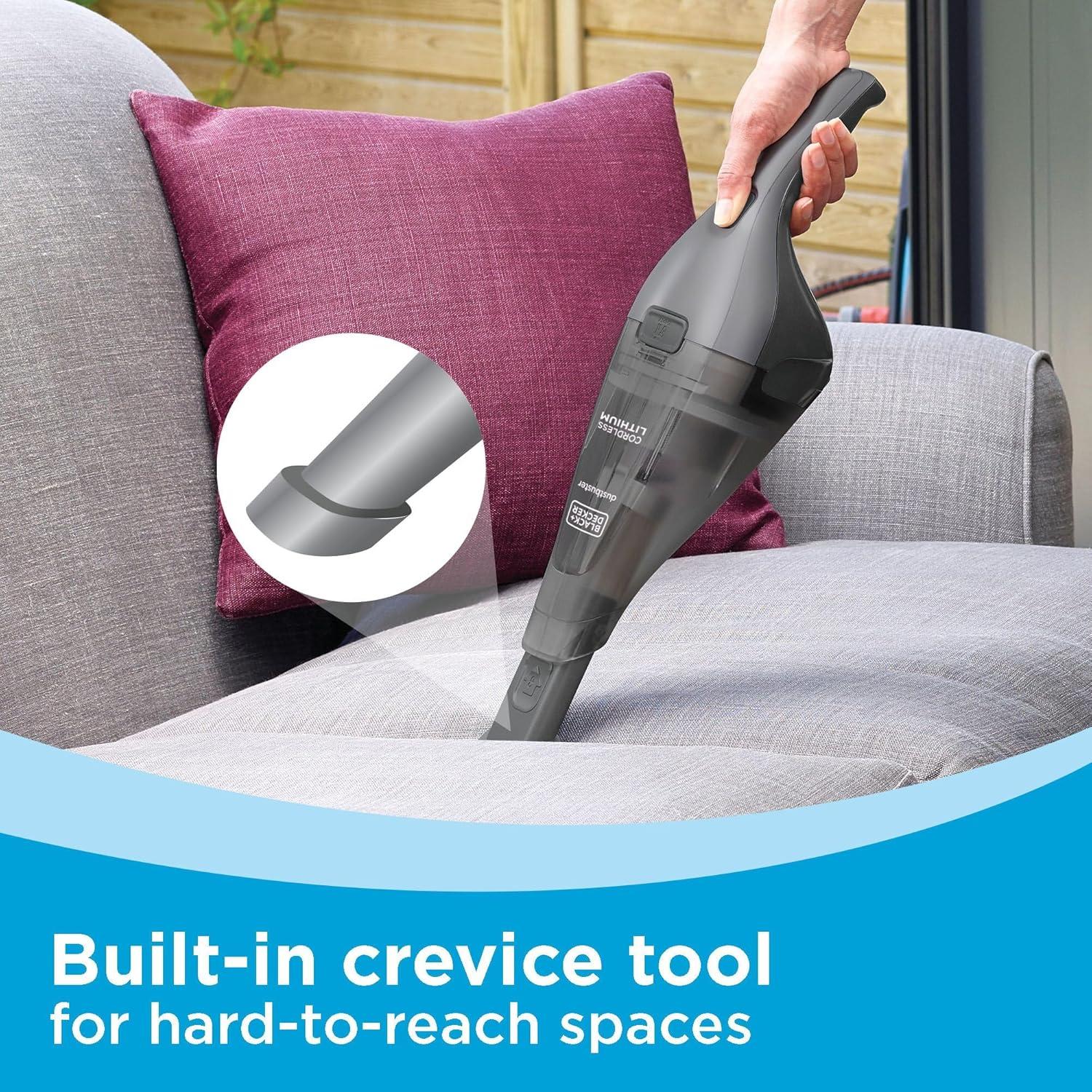 imageBLACKDECKER dustbuster Handheld Vacuum 8V Cordless Hand Vacuum for Quick Cleanup with Crevice Tool and Washable Filter HNVC220BCZ01Gray 8V