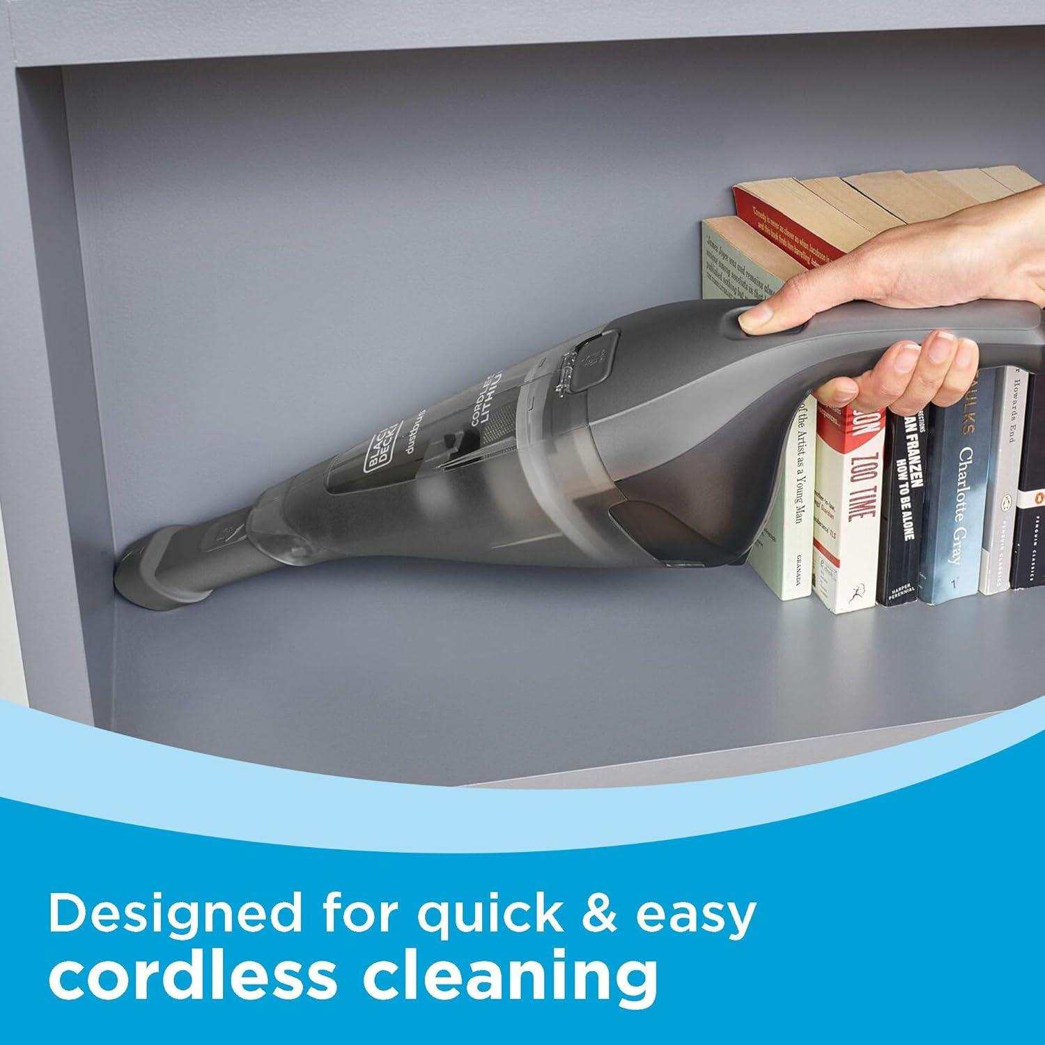 imageBLACKDECKER dustbuster Handheld Vacuum 8V Cordless Hand Vacuum for Quick Cleanup with Crevice Tool and Washable Filter HNVC220BCZ01Gray 8V