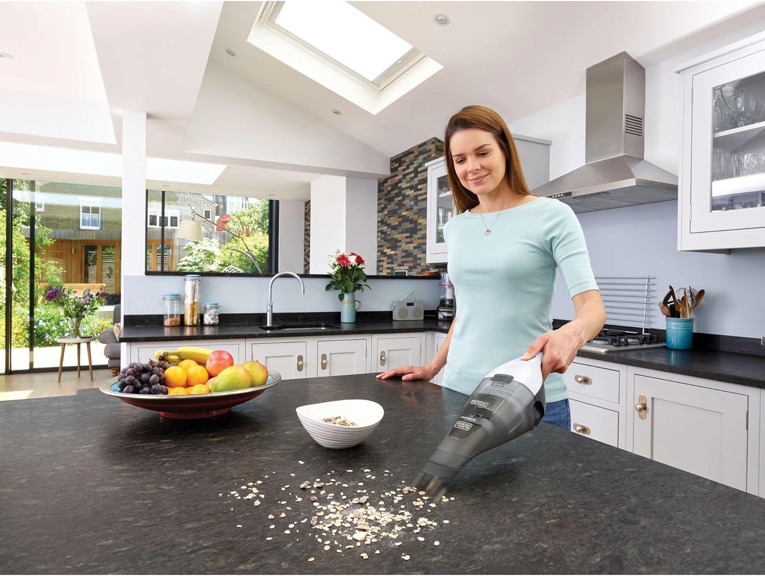 imageBLACKDECKER dustbuster Handheld Vacuum 8V Cordless Hand Vacuum for Quick Cleanup with Crevice Tool and Washable Filter HNVC220BCZ01White 8V