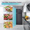imageBLACKDECKER 121 Cu Ft Top Mount Refrigerator with Freezer 2 Door Refrigerator with Top Freezer and Adjustable Temperature Control ENERGY STAR BR1210HS Stainless Steel LookBlack