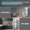 imageBLACKDECKER 121 Cu Ft Top Mount Refrigerator with Freezer 2 Door Refrigerator with Top Freezer and Adjustable Temperature Control ENERGY STAR BR1210HS Stainless Steel LookStainless Steel Look