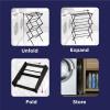 imageBLACKDECKER 3 Tier Expandable Collapsing Foldable Laundry Rack for Air Drying Clothing Space Saving Heavy Duty Lightweight Metal Drying RackSilverBlack