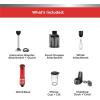 imageBLACKDECKER Kitchen Wand Cordless Immersion Blender 3 in 1 Multi Tool Set Hand Blender with Charging Dock Whisk and Chopper Red BCKM1013K06Red
