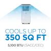 imageBLACKDECKER Portable Air Conditioner 10000 BTU 6300 BTU SACC for Rooms up to 450 Sq Ft Portable AC with Follow Me Remote Control and Window Kit BPACT10WT White8 000 BTU