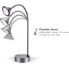 imagePureOptics LED Minimalist Floor Lamp 58quot Height with Weighted Base Adjustable Gooseneck Flicker Free EcoFriendly Foot Switch GrayDesk Lamp