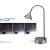 imagePureOptics LED Minimalist Floor Lamp 58quot Height with Weighted Base Adjustable Gooseneck Flicker Free EcoFriendly Foot Switch GrayDesk Lamp