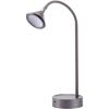 imagePureOptics LED Minimalist Floor Lamp 58quot Height with Weighted Base Adjustable Gooseneck Flicker Free EcoFriendly Foot Switch GrayDesk Lamp