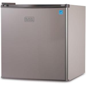 imageBLACKDECKER 17 Cu Ft Compact Refrigerator ENERGY STAR Certified Single Door Mini Fridge with Chiller Compartment Personal Fridge for Home or Dorm Room R600a Refrigerant BCRK17VStainless LookSilver