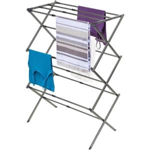 imageBLACKDECKER 3 Tier Expandable Collapsing Foldable Laundry Rack for Air Drying Clothing Space Saving Heavy Duty Lightweight Metal Drying RackSilverSilver