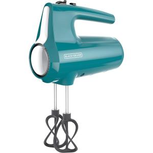imageBLACKDECKER 5 Speed Electric Hand Held Mixer HELIX beaters Whisk and Dough Hook Attachments Turbo Boost SnapOn Storage CaseTeal
