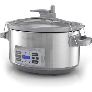 imageBLACKDECKER 7Quart Digital Slow Cooker SCD7007SSD Temperature Probe SousVide Locking Lid Removable Stoneware CrockDeluxe Slow Cooker