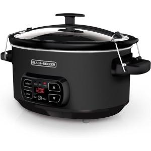 imageBLACKDECKER 7Quart Digital Slow Cooker SCD7007SSD Temperature Probe SousVide Locking Lid Removable Stoneware CrockStandard Slow Cooker