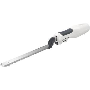 imageBLACKDECKER 9 inch Electric Carving Knife Comfort Grip Handle ampamp Safety Lock Button Stainless Steel Blades and Dishwasher Safe Parts Corded WhiteWhite