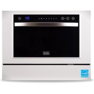 imageBLACKDECKER BCD6W 6 Place Setting ENERGY STAR Portable Compact Countertop DishwasherWhiteBlack