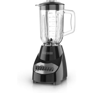 imageBLACKDECKER Countertop Blender with 6Cup Glass Jar 10Speed Settings Black BL2010BGGlass