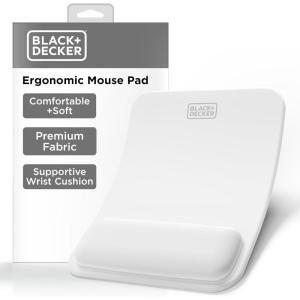 imageBLACKDECKER Ergonomic Mouse Pad Wrist Support  Comfortable Mouse Pad Wrist Rest  Wrist Relief Gel Mousepad  NonSlip Base Aesthetic Mousepad for Gaming Home Office  Perfect for Computer LaptopWhite