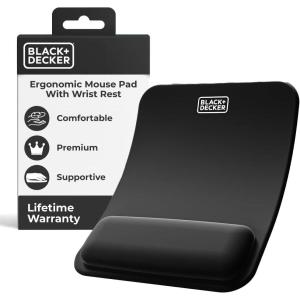 imageBLACKDECKER Ergonomic Mouse Pad Wrist Support  Comfortable Mouse Pad Wrist Rest  Wrist Relief Gel Mousepad  NonSlip Base Aesthetic Mousepad for Gaming Home Office  Perfect for Computer LaptopBlack
