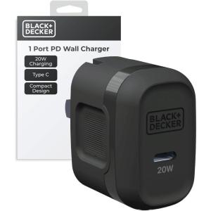 imageBLACKDECKER GaN PD Wall Charger 1Port 20W Type C Wall Plug Compact Power Block USB C TypeC Fast Charging for iPhone 1615 USBC Charging Block Perfect for Home Office TravelBlack