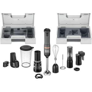 imageBLACKDECKER Kitchen Wand Cordless Immersion Blender 6 in 1 Multi Tool Set Hand Blender with Charging Dock Red BCKM1016KS06Grey
