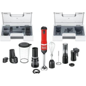 imageBLACKDECKER Kitchen Wand Cordless Immersion Blender 6 in 1 Multi Tool Set Hand Blender with Charging Dock Red BCKM1016KS06Red