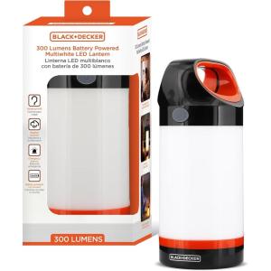 imageBLACKDECKER LED Lantern 300 Lumens 360 Flashlight for Camping with SOS Mode 12 Hours AA Battery Power Multiwhite Hook 5 Modes IP65 Waterproof Camping Essentials Tent Light Blackout Survival