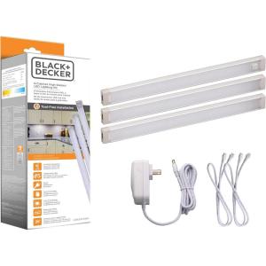 imageBLACKDECKER LED Under Cabinet Lighting Kit 3Bars 9 Inches Each DIY ToolFree Installation Warm White 2700K 1080 Lumens 15 Watts Home Accent LEDUC93WK9 BarWarm White 3Bar