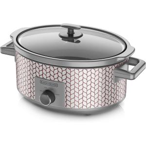 imageBLACKDECKER SC1007D Slow Cooker 7 quart Geometric CreamPurpleSilver Pattern
