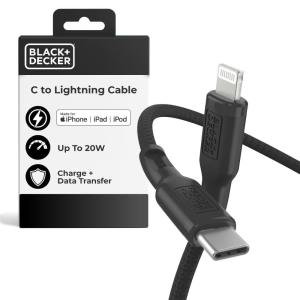 imageBLACKDECKER USB C to Lightning Cable  Fast Compatible iPhone Lightning Cable  Durable Braided Type C iPhone Charger Cord  for Travel and Daily Use  Multiple Colors and Lengths  6ftBlack