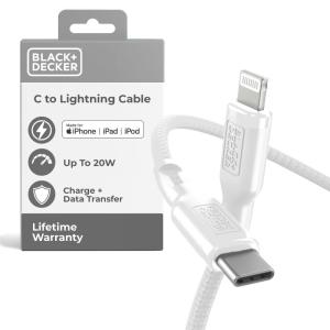 imageBLACKDECKER USB C to Lightning Cable  Fast Compatible iPhone Lightning Cable  Durable Braided Type C iPhone Charger Cord  for Travel and Daily Use  Multiple Colors and Lengths  6ftWhite