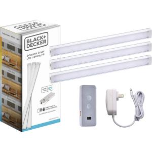 imageBLACKDECKER Works with Alexa Smart Under Cabinet Lighting Kit Adjustable LEDs 3 9quot Bars White9 3Bar