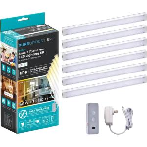 imageBLACKDECKER Works with Alexa Smart Under Cabinet Lighting Kit Adjustable LEDs 3 9quot Bars White9 6Bar