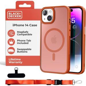 imageBLACKDECKER for iPhone 14 Cases Compatible with MagSafe Shockproof MilitaryGrade Protection Magnetic Phone Case for iPhone 14 Blue Changeable Buttons LanyardCoral Rose
