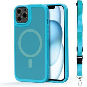 imageBLACKDECKER for iPhone 14 Cases Compatible with MagSafe Shockproof MilitaryGrade Protection Magnetic Phone Case for iPhone 14 Blue Changeable Buttons LanyardLoch Ness