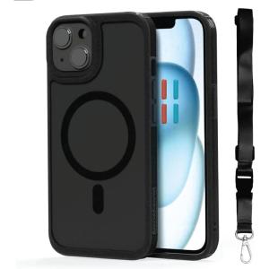 imageBLACKDECKER for iPhone 15 Case Compatible with MagSafe Shockproof MilitaryGrade Protection Magnetic Phone Case for iPhone 15 Pro Max Blue Changeable Buttons ampamp LanyardBlack