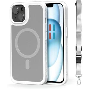 imageBLACKDECKER for iPhone 15 Case Compatible with MagSafe Shockproof MilitaryGrade Protection Magnetic Phone Case for iPhone 15 Pro Max Blue Changeable Buttons ampamp LanyardWhite