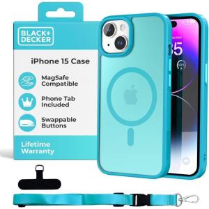 imageBLACKDECKER for iPhone 15 Case Compatible with MagSafe Shockproof MilitaryGrade Protection Magnetic Phone Case for iPhone 15 Pro Max Blue Changeable Buttons ampamp LanyardLoch Ness