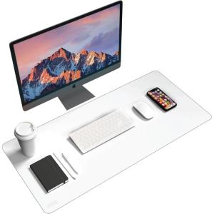 imageBlackDecker Faux Leather Desk Mat for Keyboard and Mouse  Protective Desk Decor  Gaming Work from Home Office AccessoryWhite