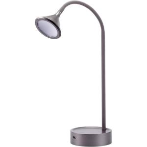 imagePureOptics LED Minimalist Floor Lamp 58quot Height with Weighted Base Adjustable Gooseneck Flicker Free EcoFriendly Foot Switch GrayDesk Lamp