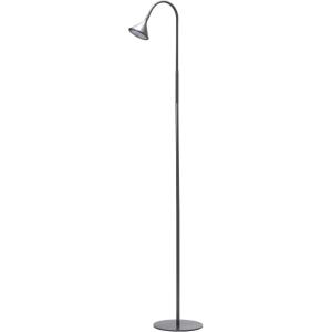 imagePureOptics LED Minimalist Floor Lamp 58quot Height with Weighted Base Adjustable Gooseneck Flicker Free EcoFriendly Foot Switch GrayFloor Lamp