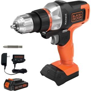 imageBLACKDECKER 20V MAX Matrix Cordless DrillDriver Kit White BDCDMT120WC1FFDrill Kit Orange