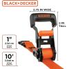 imageBLACKDECKER BDX1007 BlackOrange 1quot x 10 Ratchet Tie Down Straps with Ergonomic Handles 2500 lb Break Strength for Securing Cargo 4 Pack1 x 10 Heavy Duty
