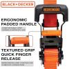 imageBLACKDECKER BDX1007 BlackOrange 1quot x 10 Ratchet Tie Down Straps with Ergonomic Handles 2500 lb Break Strength for Securing Cargo 4 Pack1 x 10 Heavy Duty