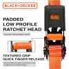 imageBLACKDECKER BDX1007 BlackOrange 1quot x 10 Ratchet Tie Down Straps with Ergonomic Handles 2500 lb Break Strength for Securing Cargo 4 Pack1 x 12 Mid Duty