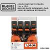 imageBLACKDECKER BDX1007 BlackOrange 1quot x 10 Ratchet Tie Down Straps with Ergonomic Handles 2500 lb Break Strength for Securing Cargo 4 Pack1 x 12 Mid Duty