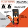 imageBLACKDECKER BDX1007 BlackOrange 1quot x 10 Ratchet Tie Down Straps with Ergonomic Handles 2500 lb Break Strength for Securing Cargo 4 Pack8Piece Kit