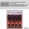 imageBLACKDECKER BDX1007 BlackOrange 1quot x 10 Ratchet Tie Down Straps with Ergonomic Handles 2500 lb Break Strength for Securing Cargo 4 PackRatchet Tie Down Straps