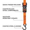 imageBLACKDECKER BDX1007 BlackOrange 1quot x 10 Ratchet Tie Down Straps with Ergonomic Handles 2500 lb Break Strength for Securing Cargo 4 PackRatchet Tie Down Straps