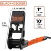 imageBLACKDECKER BDX1007 BlackOrange 1quot x 10 Ratchet Tie Down Straps with Ergonomic Handles 2500 lb Break Strength for Securing Cargo 4 PackRatchet Tie Down Straps