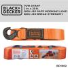 imageBLACKDECKER BDX1009 BlackOrange 14 Tow Rope with Easy Grip Handles and Steel Forged GClip Hooks 4500 lb Break StrengthTow Strap