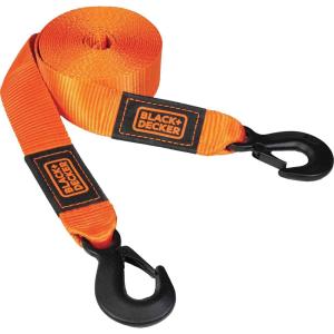 imageBLACKDECKER BDX1009 BlackOrange 14 Tow Rope with Easy Grip Handles and Steel Forged GClip Hooks 4500 lb Break StrengthTow Strap